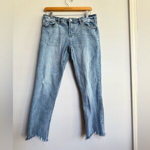 Dear John "Erin" Slim Straight Frayed Hem Denim Blue Jeans Women's Size 30